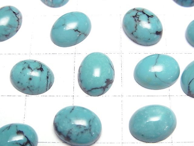 綠松石 AAA 級 - 橢圓形素面蛋面 10x8mm 有圖案 3顆