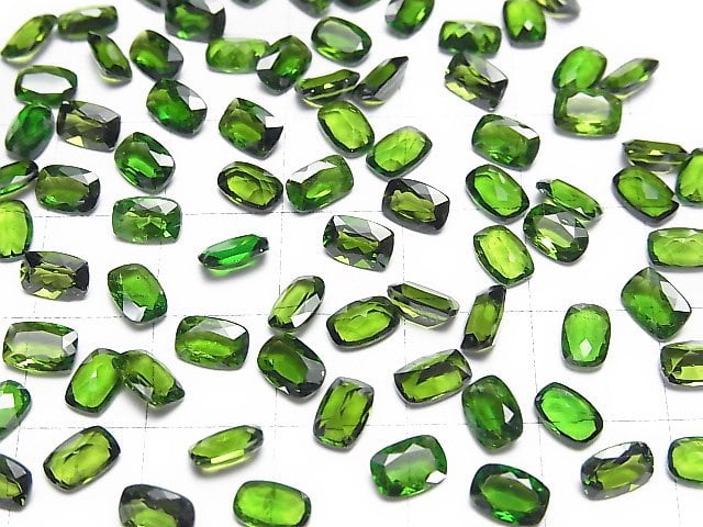 Hochwertiger Chromdiopsid AAA- lose Stein rechteckig facettiert 6x4mm 3Stücke