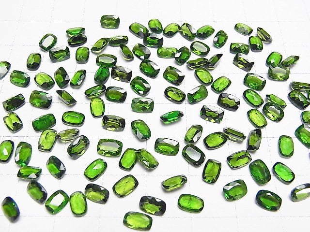Hochwertiger Chromdiopsid AAA- lose Stein rechteckig facettiert 6x4mm 3Stücke