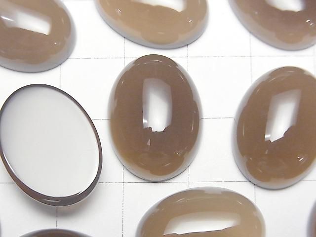 灰色縞瑪瑙 AAA 橢圓形素面切割寶石 20x15mm 2顆
