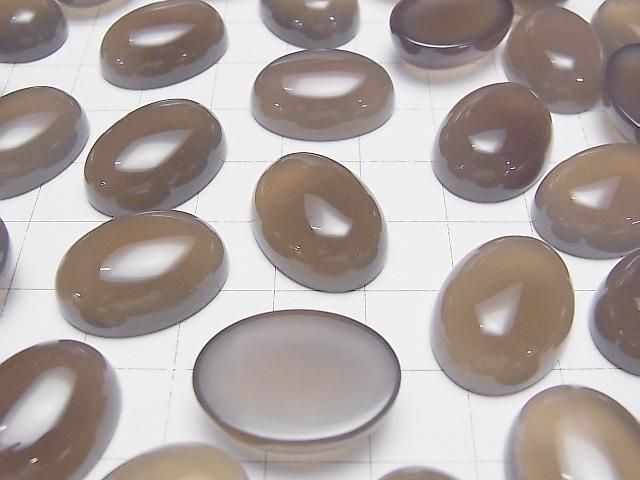 Grauer Onyx AAA Ovaler Cabochon 20x15mm 2 Stück