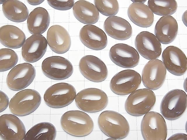 Grauer Onyx AAA Ovaler Cabochon 20x15mm 2 Stück