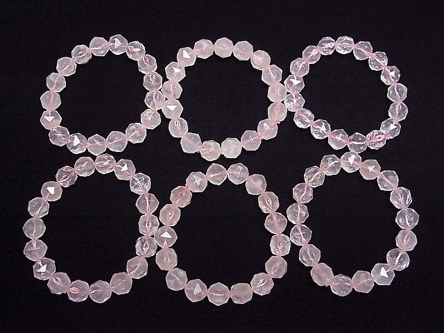 Hochwertig! Rosenquarz AA++ Stern facettiert rund 12mm Armband