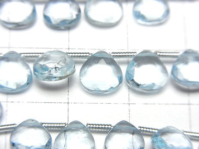 高品質天空藍拓帕石 AAA 栗子刻面水滴半串或一串珠子(約 7 英吋/18 公分)