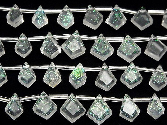 Doublet Kristall AAA- verwandelte Diamantform Regenbogen glänzende Farbe halb oder 1 Strang Perlen (12 Stück)