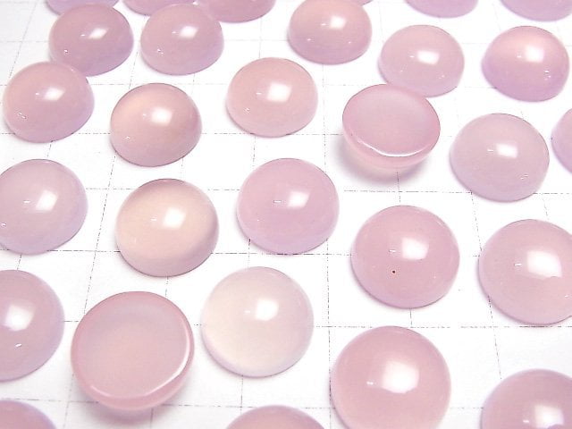 Hochwertiger pink-lila Chalcedon AAA runder Cabochon 14x14mm 3 Stück