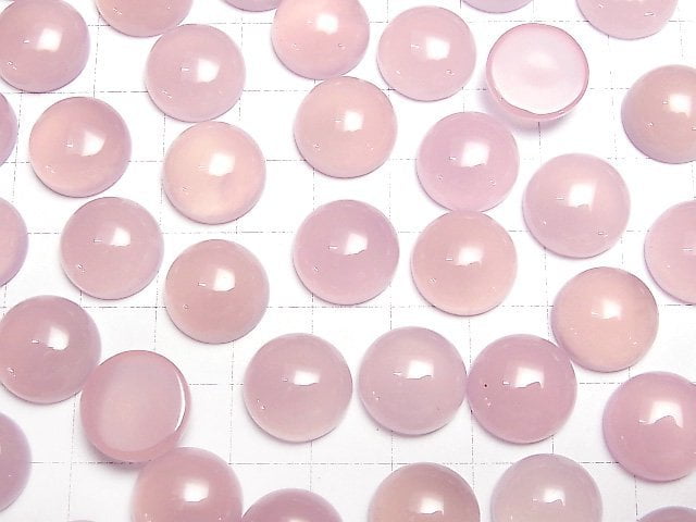 Hochwertiger pink-lila Chalcedon AAA runder Cabochon 14x14mm 3 Stück