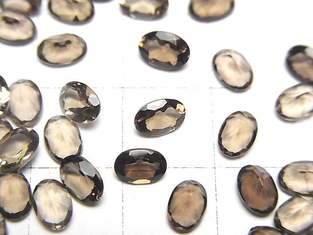 High Quality Smoky Quartz AAA Loose stone Oval Faceted 6x4mm 10pcs