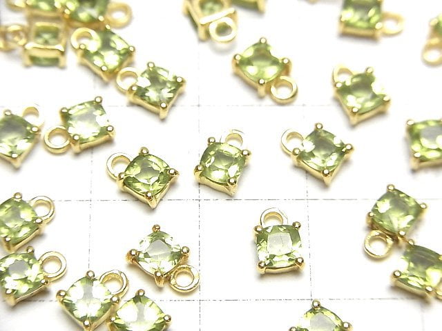 Hochwertiger Peridot AAA Zargenfassung quadratisch facettiert 4x4mm 18KGP 2 Stück