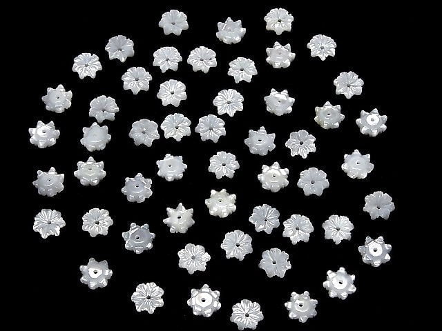 Mother of Pearl MOP White Flower 8mm Center Hole 4pcs