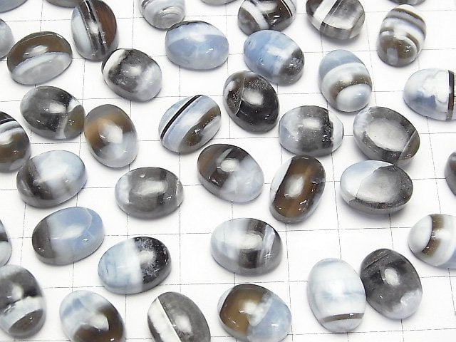 Gestreifter blauer Opal AA++ Oval Cabochon 14x10mm 3Stück