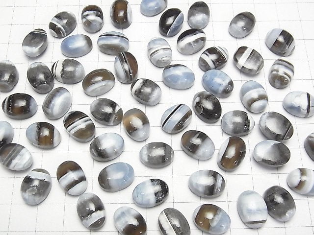 Gestreifter blauer Opal AA++ Oval Cabochon 14x10mm 3Stück