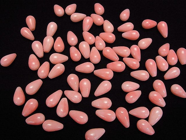 Rote Koralle (gefärbt) Halb durchbohrter Tropfen (glatt) 12x7mm 4Stück