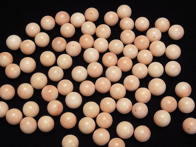 Hellrosa Orange Koralle (gefärbt) Halb durchbohrter runder 10mm 4Stück