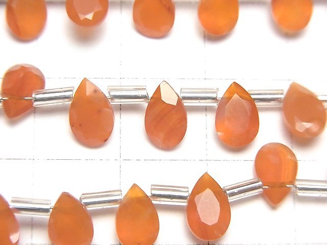 高品質紅玉髓 AAA 梨形刻面 8x5mm 半串或 1 串珠子 (28 顆)