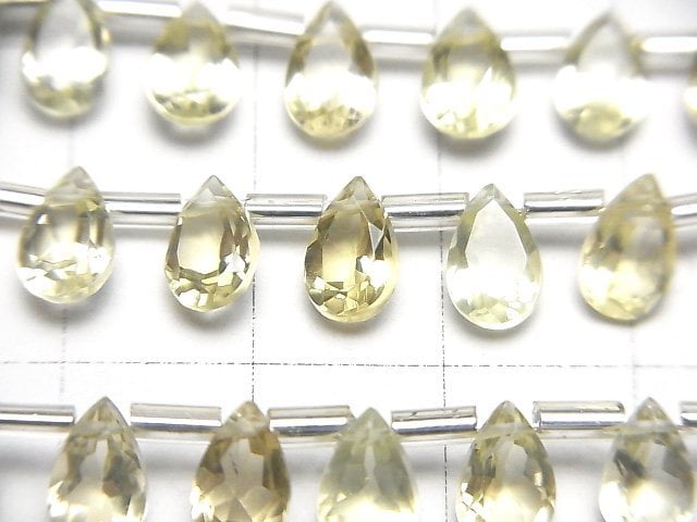 高品質檸檬石英 AAA 梨形刻面 8x5mm 半串或 1 串珠(28 顆)