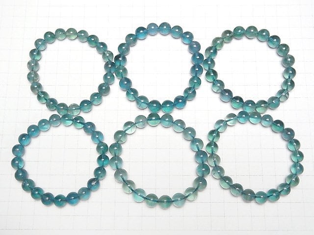 Blaugrüner Fluorit AAA rund 10mm Armband