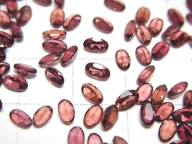 高品質粉紅色石榴石 AAA 刻面橢圓形裸石 5x3 毫米 10 件裝