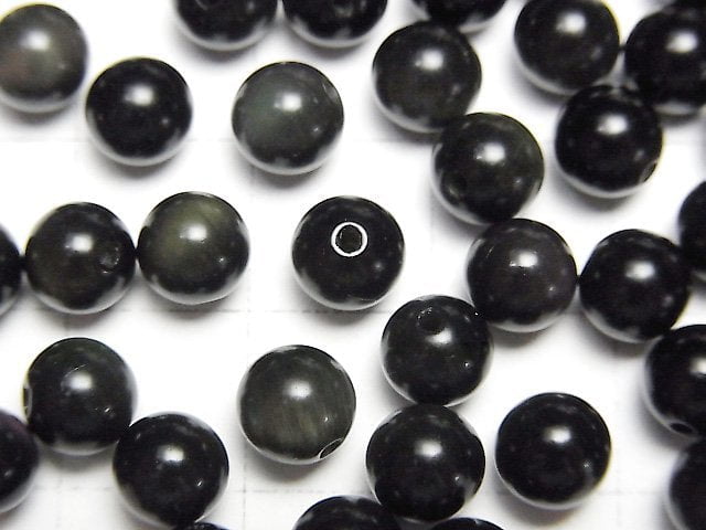 彩虹黑曜石 AAA 半穿孔圓珠 6mm 10顆