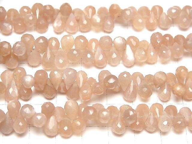 Hochwertiger orangefarbener Mondstein AA++ Tropfen facettierte Briolette halb oder 1 Strang Perlen (ca. 9 Zoll/22 cm)