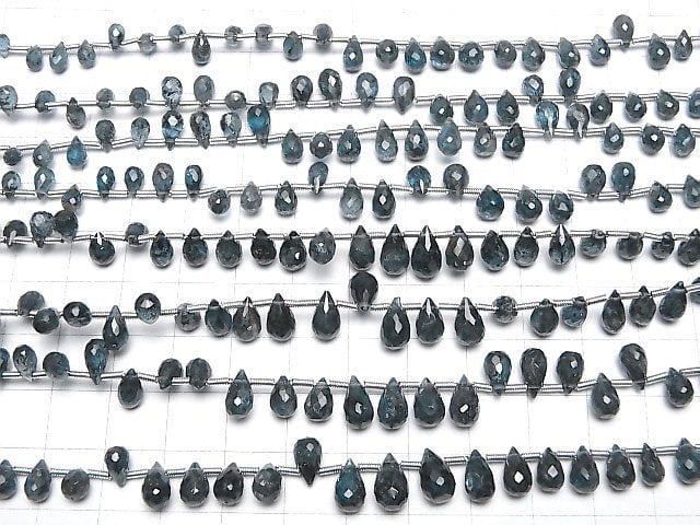 Hochwertiger indigo blauer Kyanit AAA- Tropfen facettierte Briolette halb oder 1 Strang Perlen (ca. 7 Zoll/18 cm)