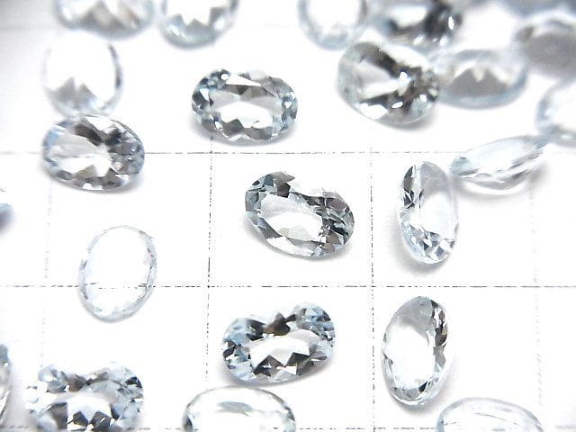 High Quality Aquamarine AAA Loose stone Oval Faceted 7x5mm 2pcs