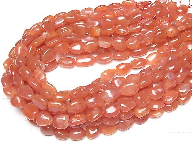 Orange Chalcedon AA+ Nugget halb oder 1 Strang Perlen (ca. 15 Zoll/38 cm)
