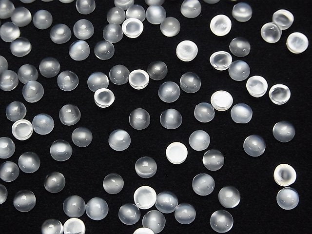 Hochwertiger weißer Mondstein AAA runde Cabochon 4x4mm 10 Stück