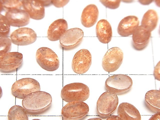 高品質太陽石 AAA 蛋面刻面 6x4mm 5顆