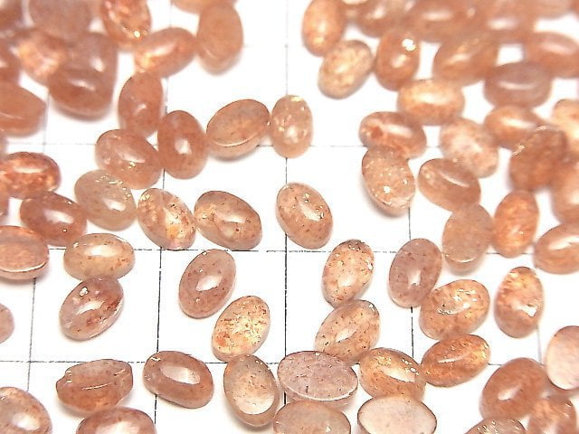 Hochwertiger Sonnenstein AAA- ovaler Cabochon 6x4mm 5 Stück