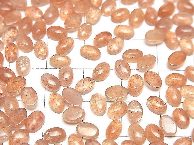 Hochwertiger Sonnenstein AAA- ovaler Cabochon 6x4mm 5 Stück