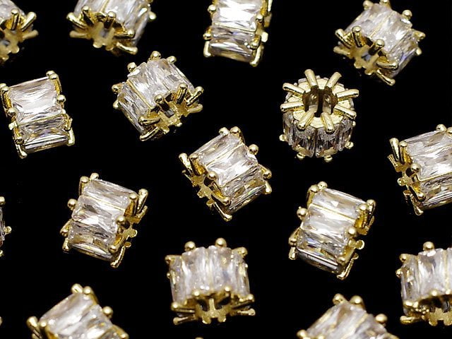 Metal parts Rondelle 9x9x6.5mm gold Color (with CZ) 2pcs