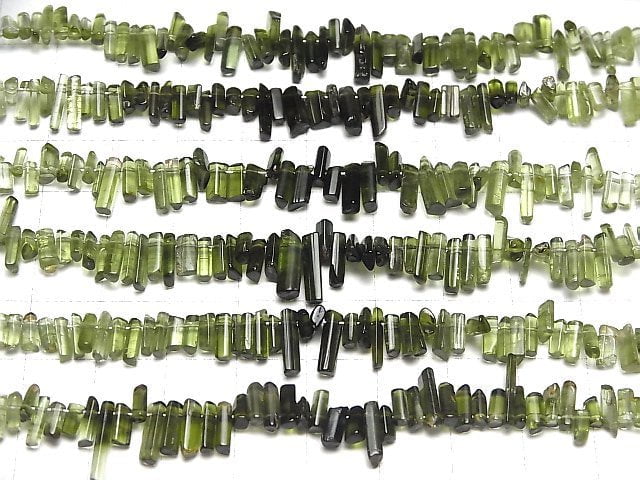 Grüner Turmalin AA++ Stab oben gebohrtes Loch halb oder 1 Strang Perlen (ca. 4 Zoll/9 cm)