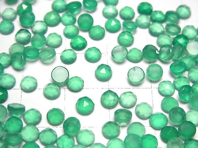 Hochwertiger grüner Onyx AAA rund Rosenschliff 4x4mm 10 Stück
