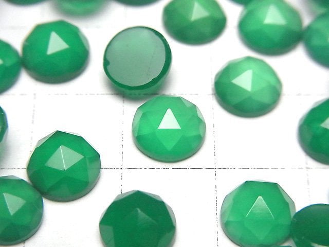 高品質綠瑪瑙 AAA 圓形玫瑰切割 8x8公釐 3顆