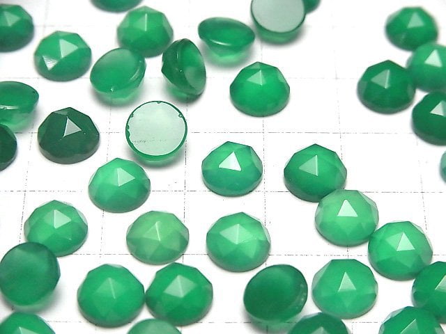 Hochwertiger grüner Onyx AAA rund Rosenschliff 8x8mm 3 Stück