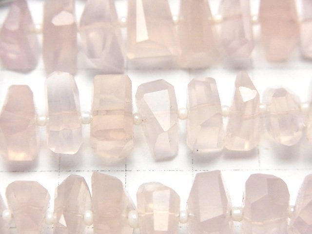 高品質粉晶 AAA刻面塊狀半串或1串珠子(約6英吋/16公分)