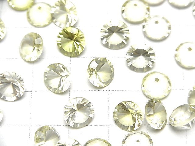 Hochwertiger Zitronenquarz AAA lose Steine rund konkav geschliffen 8x8mm 4 Stück