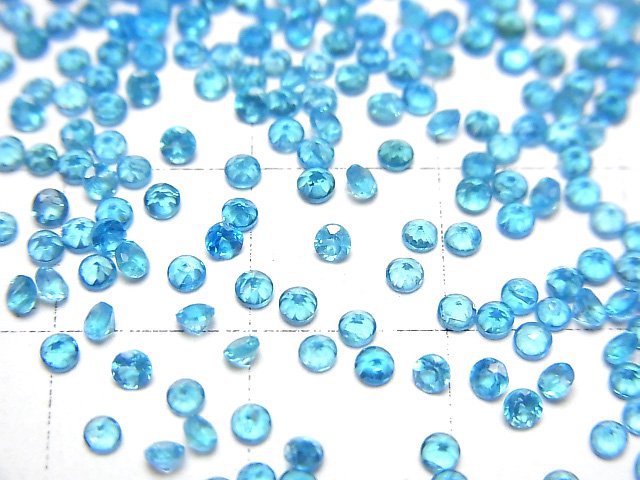 高品質霓虹藍磷灰石 AAA 裸石 圓形刻面 2x2毫米 10顆