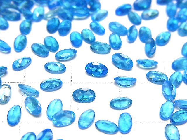 Hochwertiger neonblauer Apatit AAA lose Steine oval facettiert 5x3mm 3 Stück