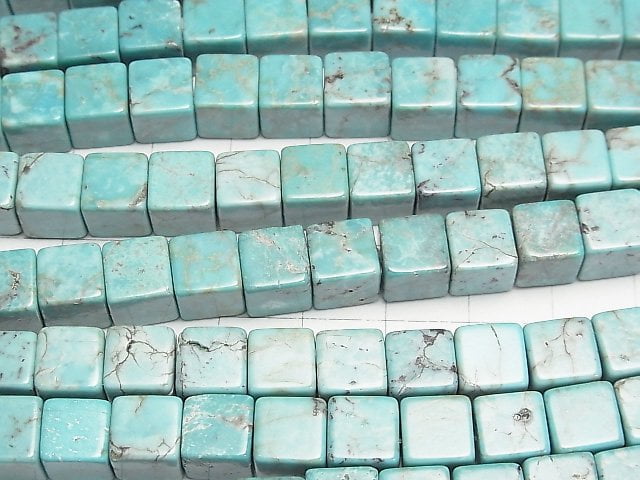 Türkis AA++ Würfel 8x8x8mm halb oder 1Strang Perlen (ca. 7inch/18cm)