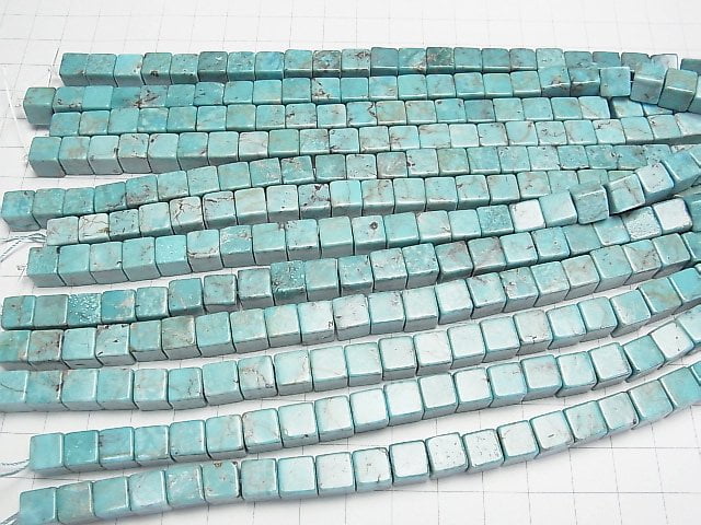 Türkis AA++ Würfel 8x8x8mm halb oder 1Strang Perlen (ca. 7inch/18cm)
