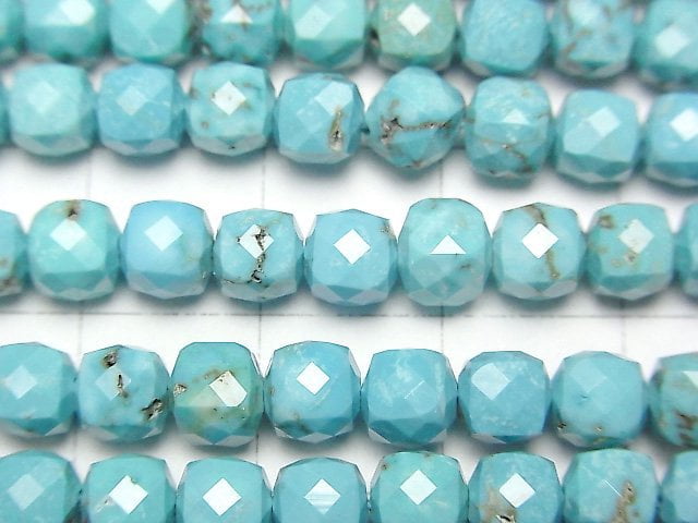 高品質!菱鎂礦綠松石方形珠 5x5x5mm 1串(約15英吋/37公分)