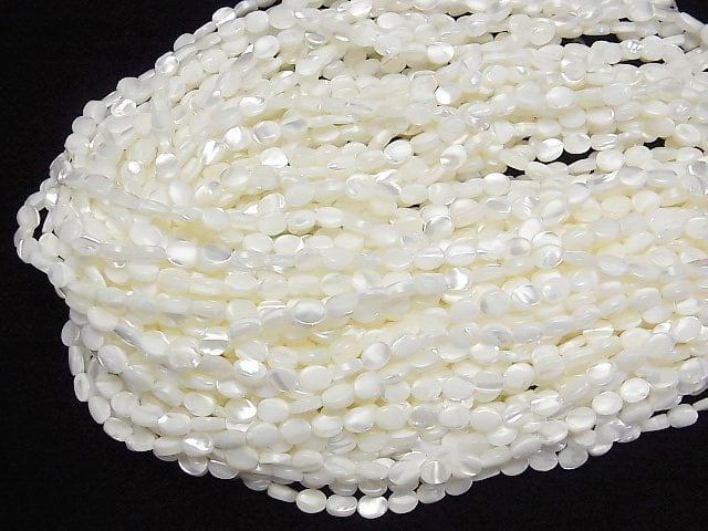 Perlmutt MOP Weiß Oval 8x6mm 1 Strang Perlen (ca. 15 Zoll/37 cm)
