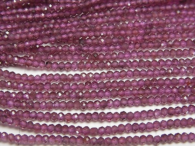 高品質! 紫牙烏石榴石 AAA 刻面紐扣橢圓珠 2x2x1.5mm 一串珠子 (約15英吋/38公分)
