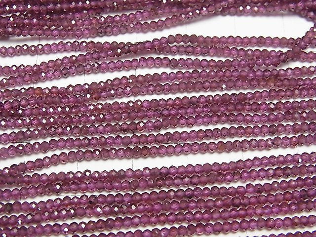 Hochwertig! Rhodolithgranat AAA Facettiert Knopf Rondelle 2x2x1.5mm 1Strang Perlen (ca. 15 Zoll/38 cm)