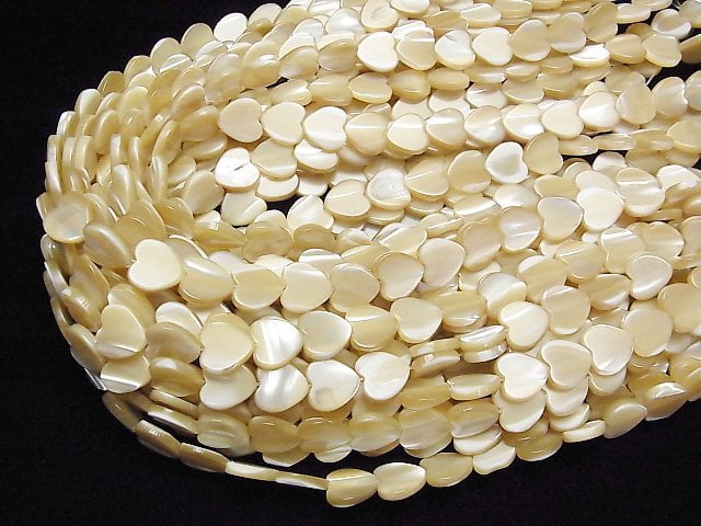 Perlmutt MOP Beige Vertikales Loch Herzform 12x12mm 1 Strang Perlen (ca. 15 Zoll/37 cm)