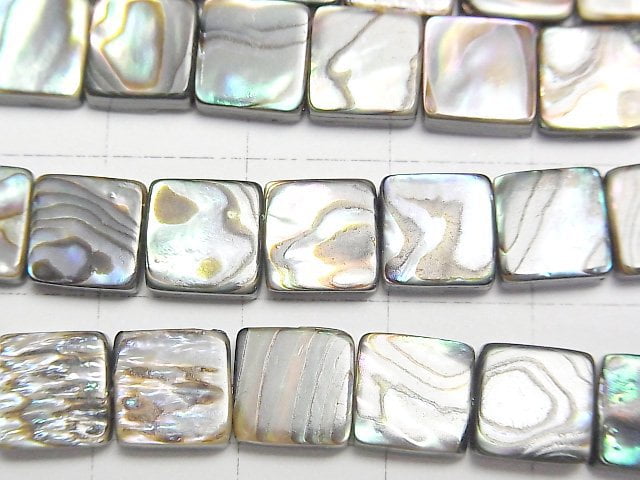 鮑魚貝殼方塊 8x8mm 1/4 或 1 串珠(約 15 英吋/38 公分)
