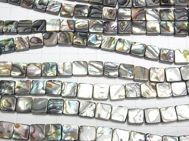 Abalone Muschel Quadrat 8x8mm 1/4 oder 1 Strang Perlen (ca. 15 Zoll/38 cm)