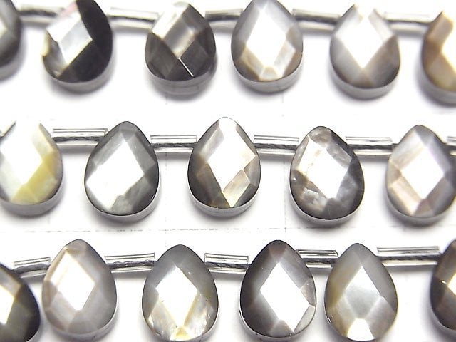 高品質黑蝶貝 AAA 刻面梨形 8x6mm 1/4 或 1 串珠(約 15 英吋/38 公分)